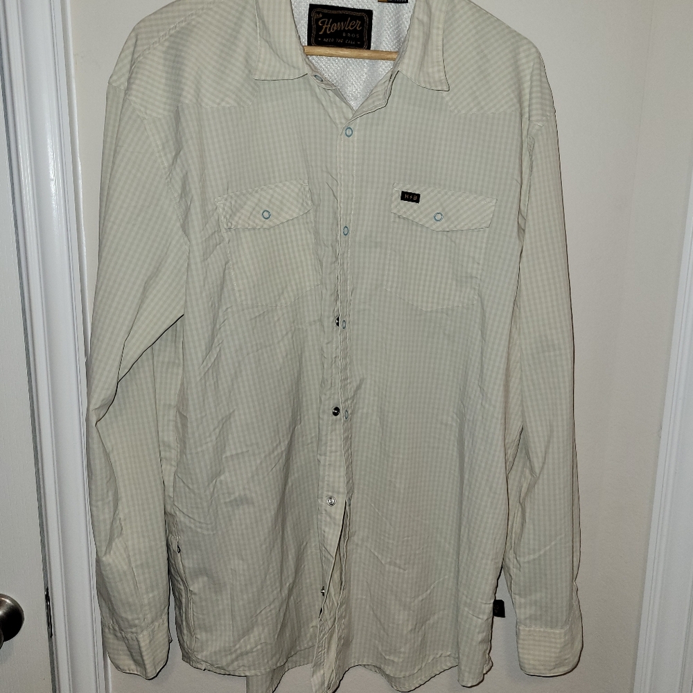 Howler Brothers Cream Plaid Button-Up Shirt size xl